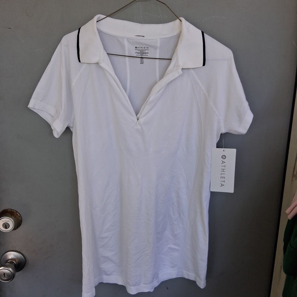NWT Athleta Momentum Polo Tee L New